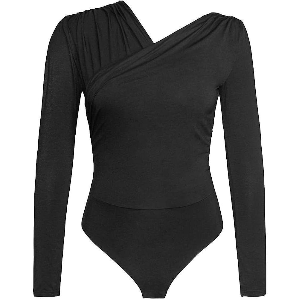CUPSHE Women's Ruched Cheeky Long Sleeve Mid cut Bodysuit